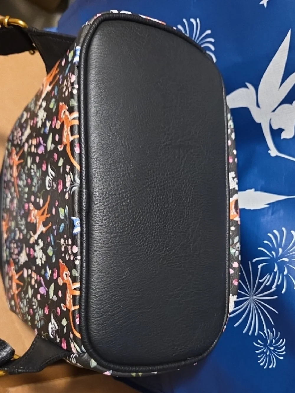 Loungefly Black Bambi Floral Mini Backpack with Gold Emblem
